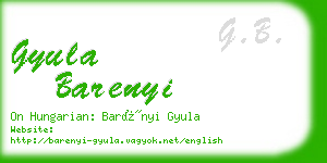 gyula barenyi business card